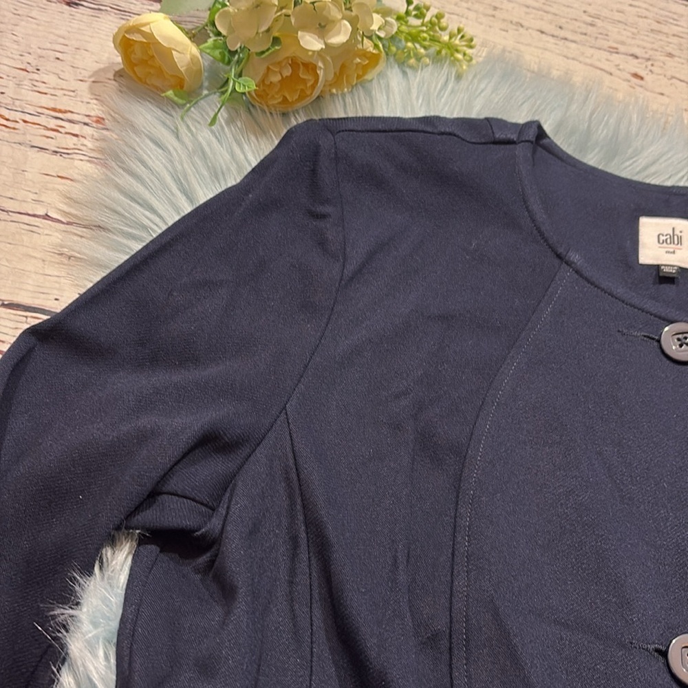 Cabi The Lido Button Front Long Jacket Navy Sz M - Picture 4 of 12